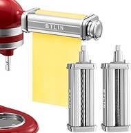 Pasta Maker Attachments for KitchenAid Mixer, 3 Piece Pasta Machine Including Pasta Sheet Roller, Spaghetti Cutter, Fettuccine Cutter Stainless Steel Accessories for Kitchen Aid Stand Mixer By BTLIN