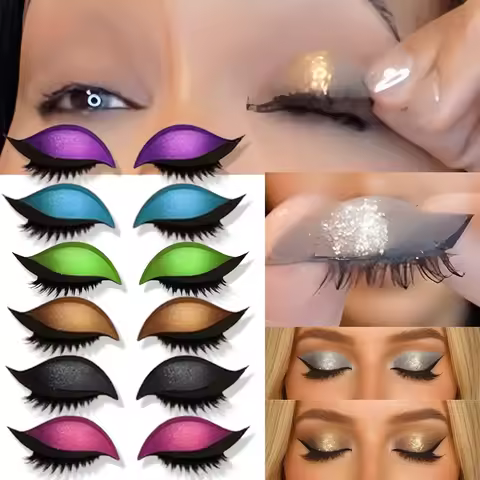Reusable 1 Pair Lazy Eye Shadow Eyelash Patch 2-In-1 Eye Makeup Sticker With False Lashes & Shadow W