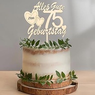 Wooden Cake Decoration 75th Birthday Man Woman Happy 75th Birthday Decoration Cake, Cake Topper 75th