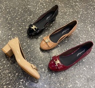 Giày cao gót nữ Anmodels cao 3 phân mũi tròn gót vuông phối nơ sắt dễ thương - G893NSM