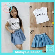 BPLUS Girls 2 in 1 clothing + dress cartoon print 3-4-5-6-7-8-9-10-11-12 years old Soft quality baju