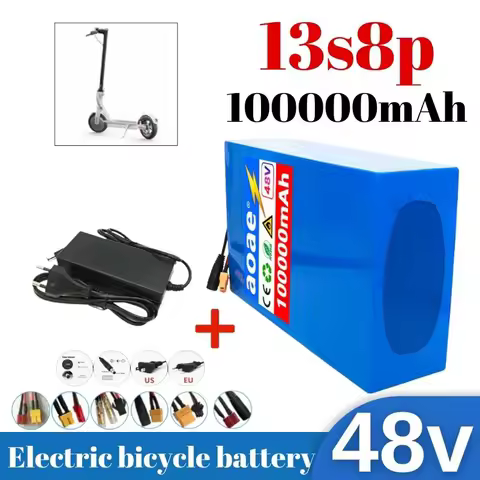 48V 100Ah 13S8P Electric Scooter Battery Pack – 18650 Grade A Cells, 50A BMS, 2000W Peak Power, with