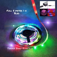 Lampu Led Strip Running SMD 5050 RGB Berjalan Horse race Set Adaptor Lengkap Otomatis Tanpa Remote