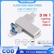 OTG Flash Disk 3 In 1 Y31C IOS Type-c 1TB Flash Drive Rotation Pen Drive For iPhone/Android/PC / Fla
