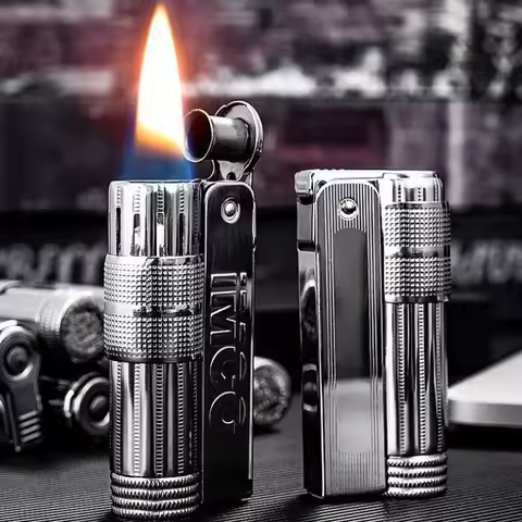 Original IMCO 6700 Retro Stainless Steel Metal Lighter Austrian Gasoline Grinding Wheel Lighter Kero