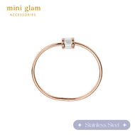 Miniglam White Quartz Charm Bangle Bracelet กำไลข้อมือสเตนเลสโรสโกลด์ สีขาว