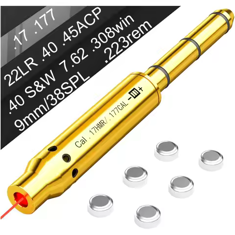 Tactical Green Red Laser Bore Sight 9mm 308win .25 .27 .243 7mm 9x19mm .38SPL .22 22LR .45ACP .40 .1