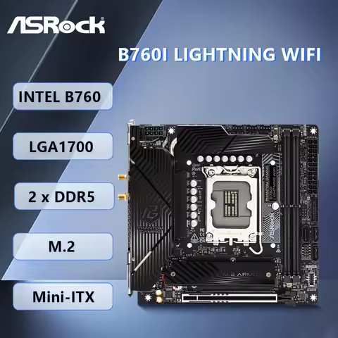 ASRock Phantom Gaming B760I Lightning WiFi 8600 MHz DDR5 128 GB SATA3 6.0 Gb/s Mini-ITX Intel LGA170