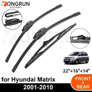 3PCS Car Wiper for Hyundai Matrix 2001-2010 Front Rear Windshield Windscreen Wiper Blade Rubber Acce