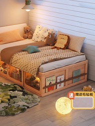 Sampo Kingdom Solid Wood Children's Bed High Box Storage Tatami Boys And Girls Room with Fence Simpl