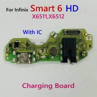 สำหรับ Infinix Smart 6 X6511 X6511B X6511E 6 HD บอร์ดที่ชาร์จ X6512ตัวเชื่อมต่อช่องเสียบพอร์ตสายเคเบ