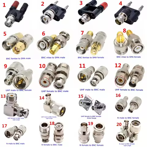 1Pcs Q9 BNC Connector BNC Male Female To SMA UHF N Type PL259 SO239 BNC BANANA Male Female RF Coax A