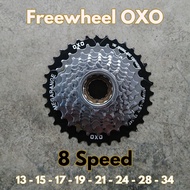 Gear Freewheel OXO 8 Speed 13 - 34 T Drat Ulir Chrome Black