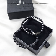 N.IX (Bracelet Set) กำไลหินคู่ The Origin Volcanic 8mm (SI) & Classic Volcanic 6mm (BK) หินโอนิกซ์ ห