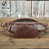 Ando ออกแบบแฟชั่นใหม่สำหรับผู้ชายหนังวัวแท้สบายๆเย็นเอวกระเป๋ามัลติฟังก์ชั่ความจุขนาดใหญ่หน้าอกกระเป