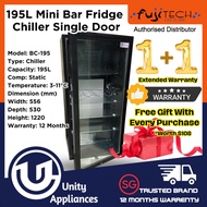 Mini Bar Fridge 195L Glass Display Chiller Single Door With Lock FujiTECH