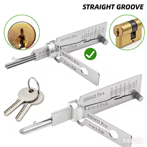 LISHI 2-in-1 Tool: High-Quality SS001 & SS002 PRO Precision Hook and Pin Tumbler Decoder Locksmith R