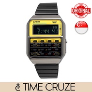 [Time Cruze] Casio CA-500 Dual Time Calculator Adjustable Stainless Steel Men Watch CA-500WEGG-9BDF 