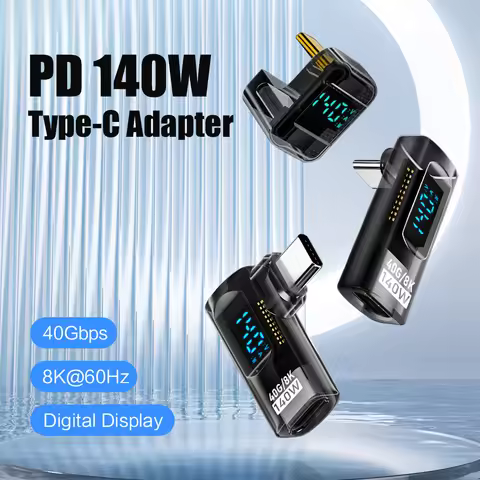 40Gbps 8K@60Hz 90 Degree USB C Adapter Digital Display Type C Adapter PD 140W USB-C Male to Female C