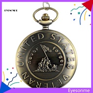 EYES Vintage US Veteran Army Bronze Pocket Watch Quartz Necklace Pendant Antique Gift