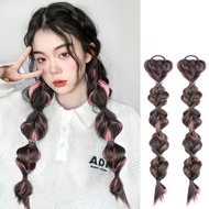 【QiaoZhi】Summer Black Gray Wig Girls Fashion Natural Hair Extension Accessories