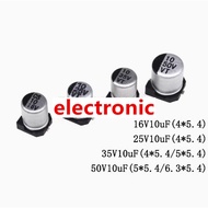 ((10 Pcs) Patch Aluminum Electrolytic Capacitor 16V10uF 25V10uF 35V10uF 50V10uF 63V10uF 100V10uF SMD