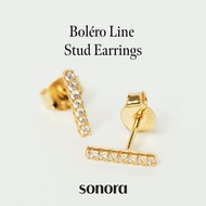 Sonora Boléro Line Stud Earrings, Serenade Collection, 18K Gold Plated 925 Sterling Silver