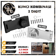 Overpal Hook + 3-Digit Combination Lock Hasp Lock 3-Digit Password Padlock for Home & Cupboard Doors