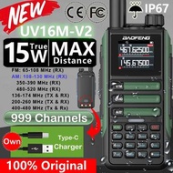 Upgrade Baofeng UV16M V2 Walkie Talkie 15W High Capacity AM FM 2-Way Radio Full Band LCD 999CH Frequ