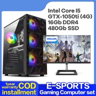 Gaming Desktop computer set High configuration Designer drawing computer full set Intel Core I5 6400T 2.2GHZ main frequency GTX-1050ti 4G GPU Graphice card 16G DDR4 Memory 480G SSD 24inch Monitor PUBG E-sports Computer for Gaming PC Full Set