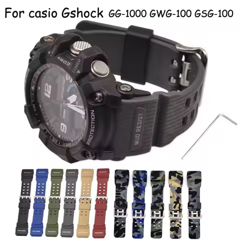 Camouflage Rubber Watch Strap for Casio G-Shock GG-1000 GWG-100 GSG-100 Sport Resin Band Replace Wat