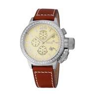 MAX Classic Chronograph CZ Bezel Silver Steel/Yellow Dial Women's Watch 36mm 5-MAX504