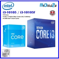 Intel® Core i3-10105  Processor 6M Cache, 3.6GHz / 3.7GHz (Max Turbo Up To 4.30 / 4.40GHz)