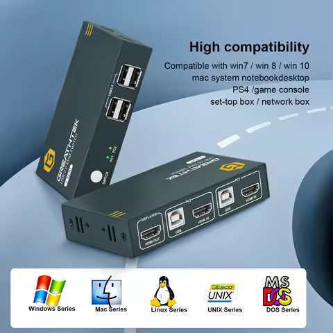 HDMI/DP/USB KVM Switch for Shared Mouse Keyboard Printer USB Flash Drive High-definition Display 4K@
