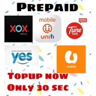RM15 TUNETALK/XOX/UMOBILE/UNIFI/YES PREPAID INSTANT DIRECT TOPUP MURAH MURAH