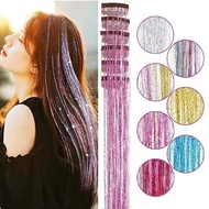 Wig BB Clip Hair Extension Piece Laser Gold Silk Ribbon Straight Hair Wig Piece Hair Dyeing Hair Las