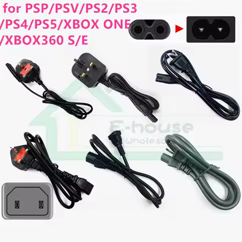 5pcs for PSP for PSV for PS2 PS3 PS4 PS5 for XBOX ONE XBOX360 host power cord US regulatory Hong Kon