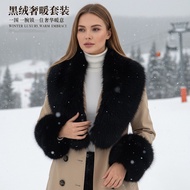 New Style Winter Thickened Faux Fur Shawl Bib Black Plush Shawl Ski Sports Warm Scarf Bib