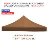 Brown 6x6 Feet 600D Colorful Canopy Canvas Replacement Gazebo Canvas Market Tent Cover Only