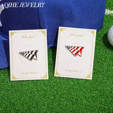 Creative Paper Planes American Flag Enamel Pins Metal Hat Clip Pins Lapel Badge Cap Hat Brooches Bas