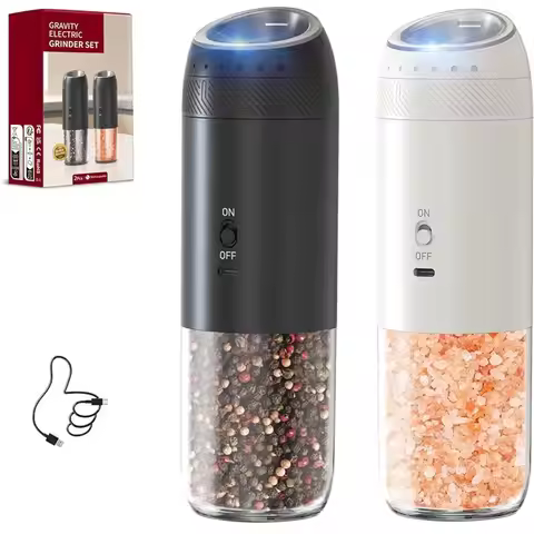 B59B-Gift Set-Electric Salt And Pepper Grinder Set-Rechargeable Automatic Pepper Mill With 6 Adjusta