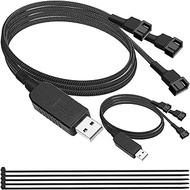 2PCS 12V Voltage Step-Up USB to 3 Way 3-Pin / 4-Pin PC Fan Power Adapter Cable Full Speed Computer C