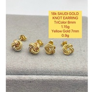 PAWNABLE 18K SAUDI GOLD KNOT EARRING & Pendant