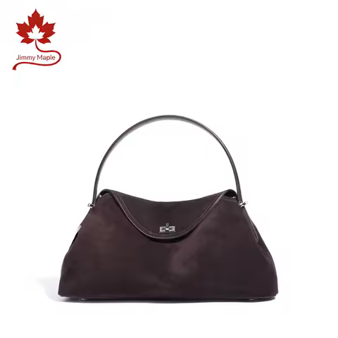 2026 Autumn Winter All-match Bowling Tote All-match Matte Suede Cowhide Leather Women Shoulder Bag C