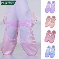 POKERFACE Children Dance Shoes Satin Canvas Soft Sole Ballet Shoes Girls Woman Ballerina Yoga Gym Da