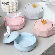 Northern EuropeinsStyle Ashtray Personalized Trendy Home Living Room with Lid Prevent Fly Ash Creative Cute Girl Heart O
