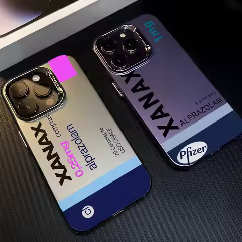 Fashion X-XANAX Phone Case For iPhone 16 15 14 13 12 11 Plus Pro Max multicolor Aurora laser Shockpr
