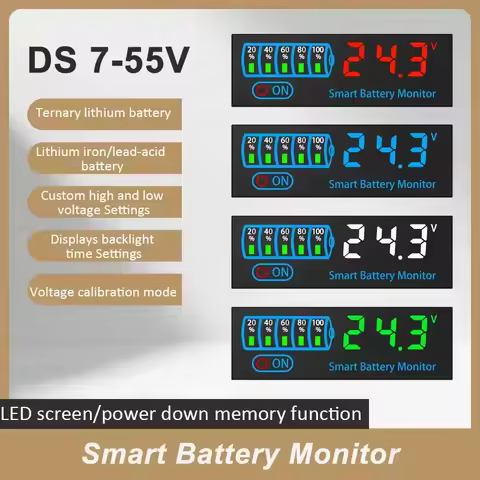 3S-14S DC7-55V Battery Level Indicator 12V 24V 36V 48V 18650 Lipo Lithium Battery Capacity Board Vol