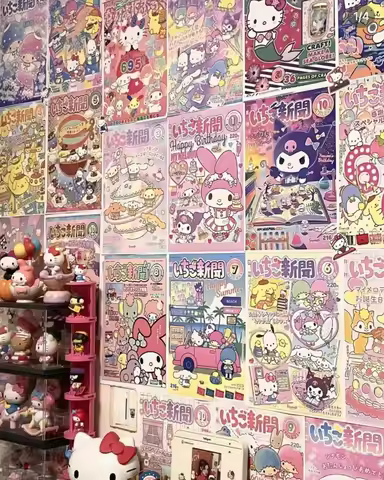 Anime Peripheral Sanrio Poster My Melody Cinnamoroll HelloKittys Canvas Painting Print Children's Ro