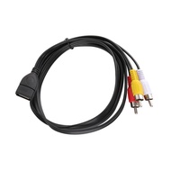 TAQ57 USB A Female RCA Male Male Plug Audio Adapter 2 RCA USB Male to RCA Male Video Extension Cable